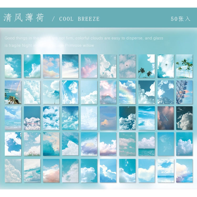 Thumbnail: Yoofun 50 Sheets Natural Scenery&Art Paicor Sticker