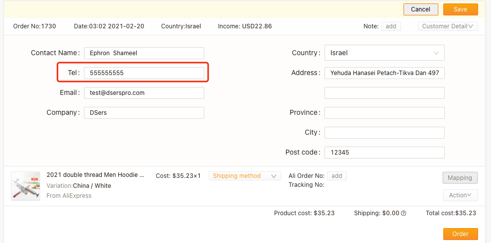 Especificações de pedidos para Israel com Woo DSers - 5 - Woo DSers
