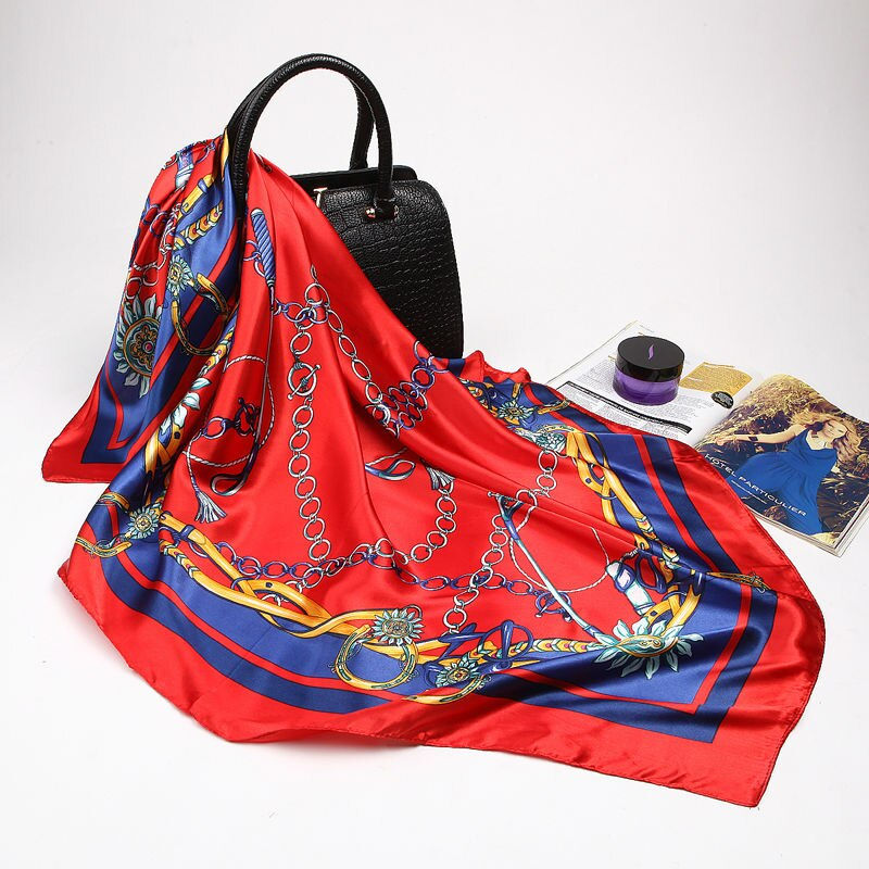 Thumbnail: Wholesale Fashion Floral Print Kerchief Silk Satin Shawls s