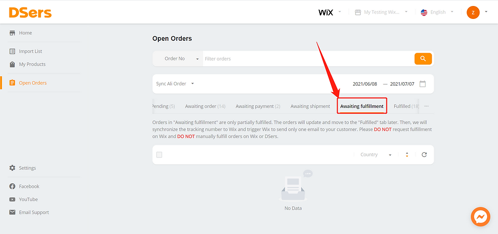 Re-order Awaiting fulfillment order with Wix DSers - Awaiting fulfillment - Wix DSers