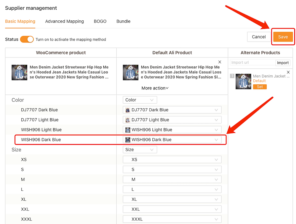 Add a variation to a product with Woo DSers - Save Mapping - Woo DSers