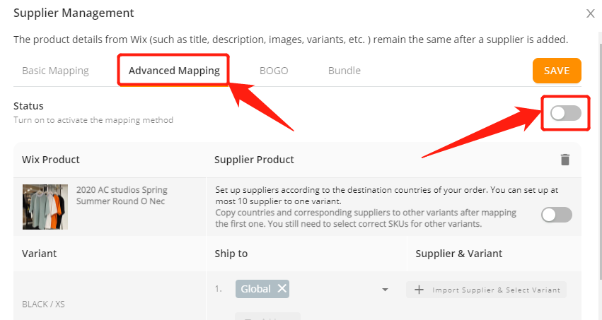 Advanced Mapping with Wix DSers - Activate Advanced Mapping - Wix DSers