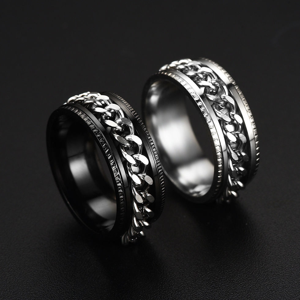 Thumbnail: Cool Stainless Steel Rotatable Men 8MM Ring High Quality Spinner Chain Punk Wome