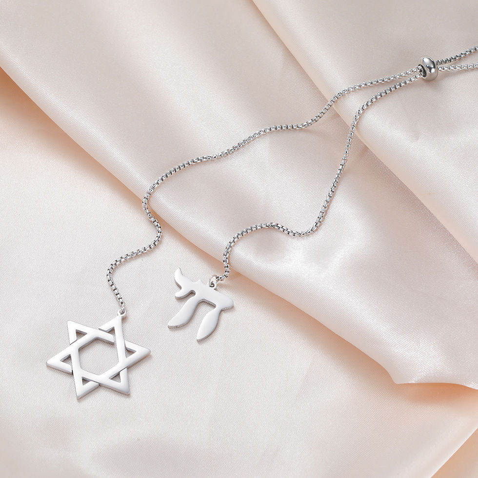 Miniatura: Dawapara Star of David and Jewish Hebrew Chai Pendant Long Necklace Sweater Chai