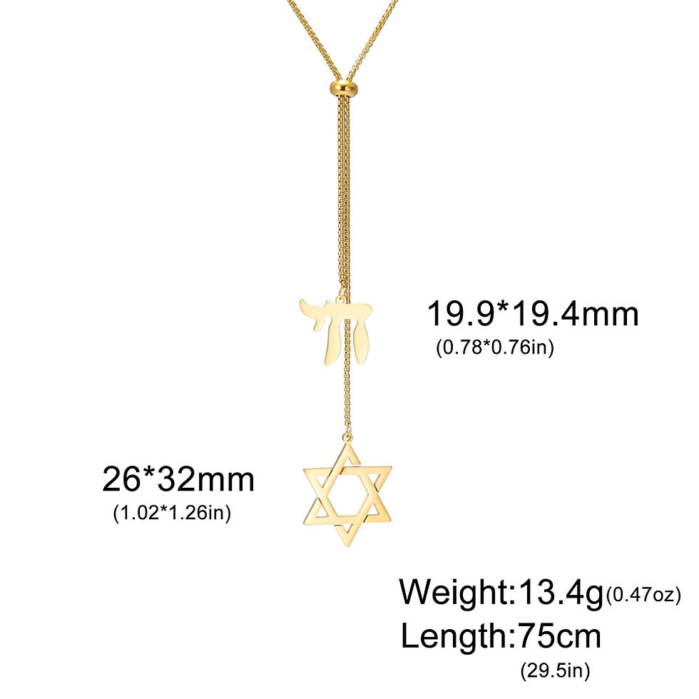 Thumbnail: Dawapara Star of David and Jewish Hebrew Chai Pendant Long Necklace Sweater Chai