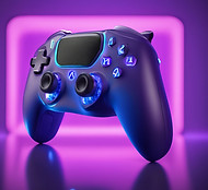 gaming controller with a studio background using blue and purple lighting.jpg
