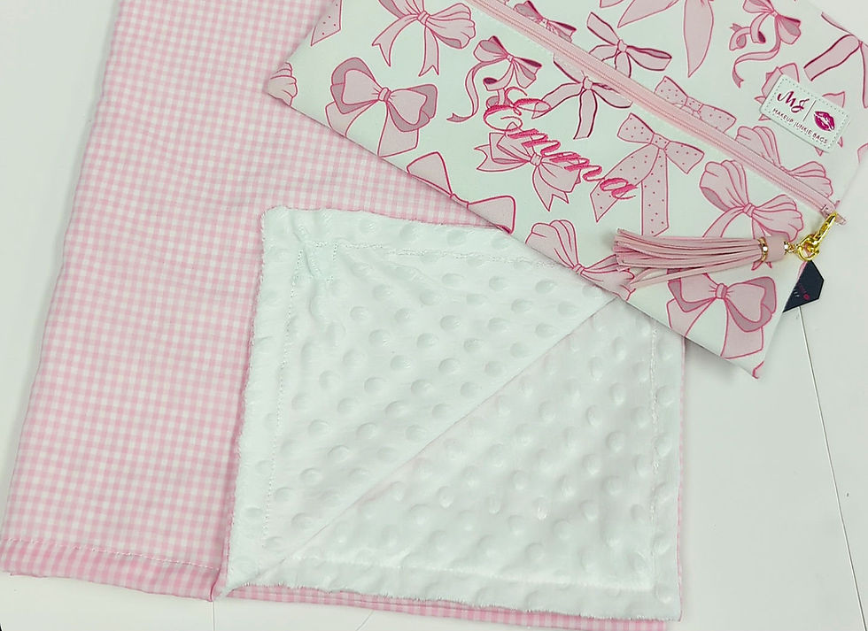 Thumbnail: Light Pink Gingham Milky Blanket
