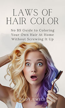 Woman holding comb, image with text: Laws of Hair Color, Without Screwing It Up.