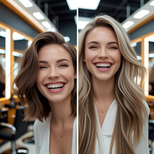 Hair extensions before and after, seamless hair transformation, add length and volume, nat