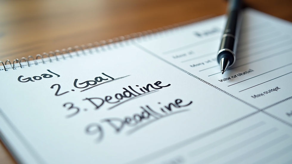 Close-up view of a calendar with writing goals and deadlines