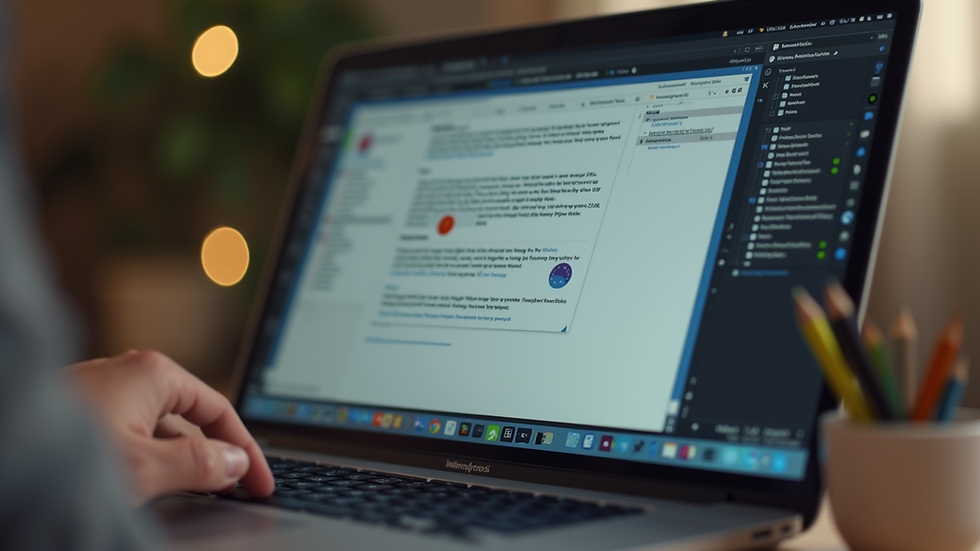 Close-up view of a laptop screen showing a writing coaching session in progress