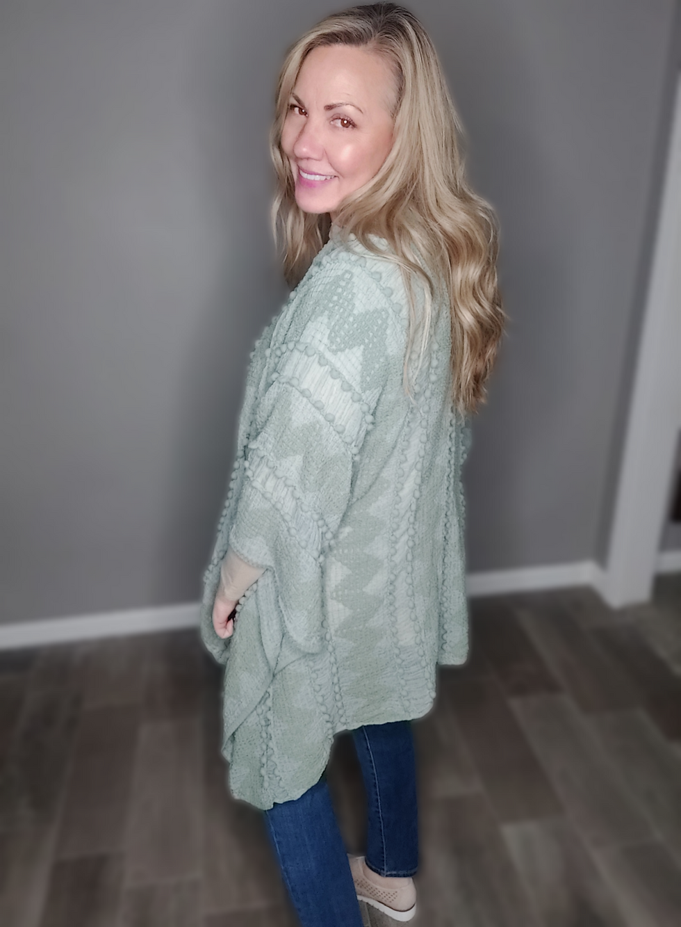Thumbnail: Soft Textured Pom Detail Kimono 