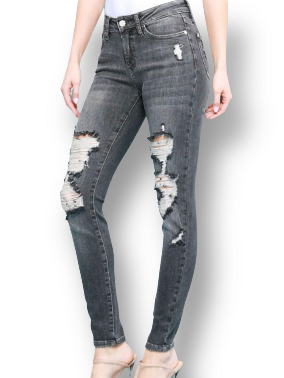 Judy Blue 8857 Charcoal Distressed Jeans