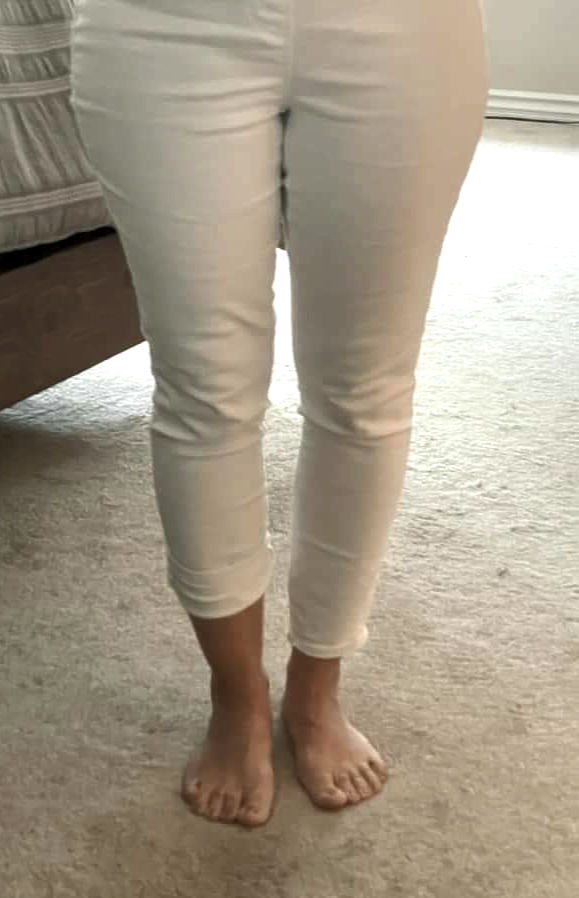 Thumbnail: White Pull-on Stretch Jeans 