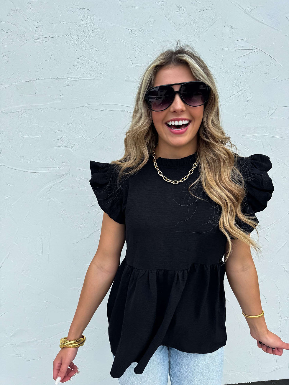 Thumbnail: Isabel Ruffle Sleeve Peplum Top

