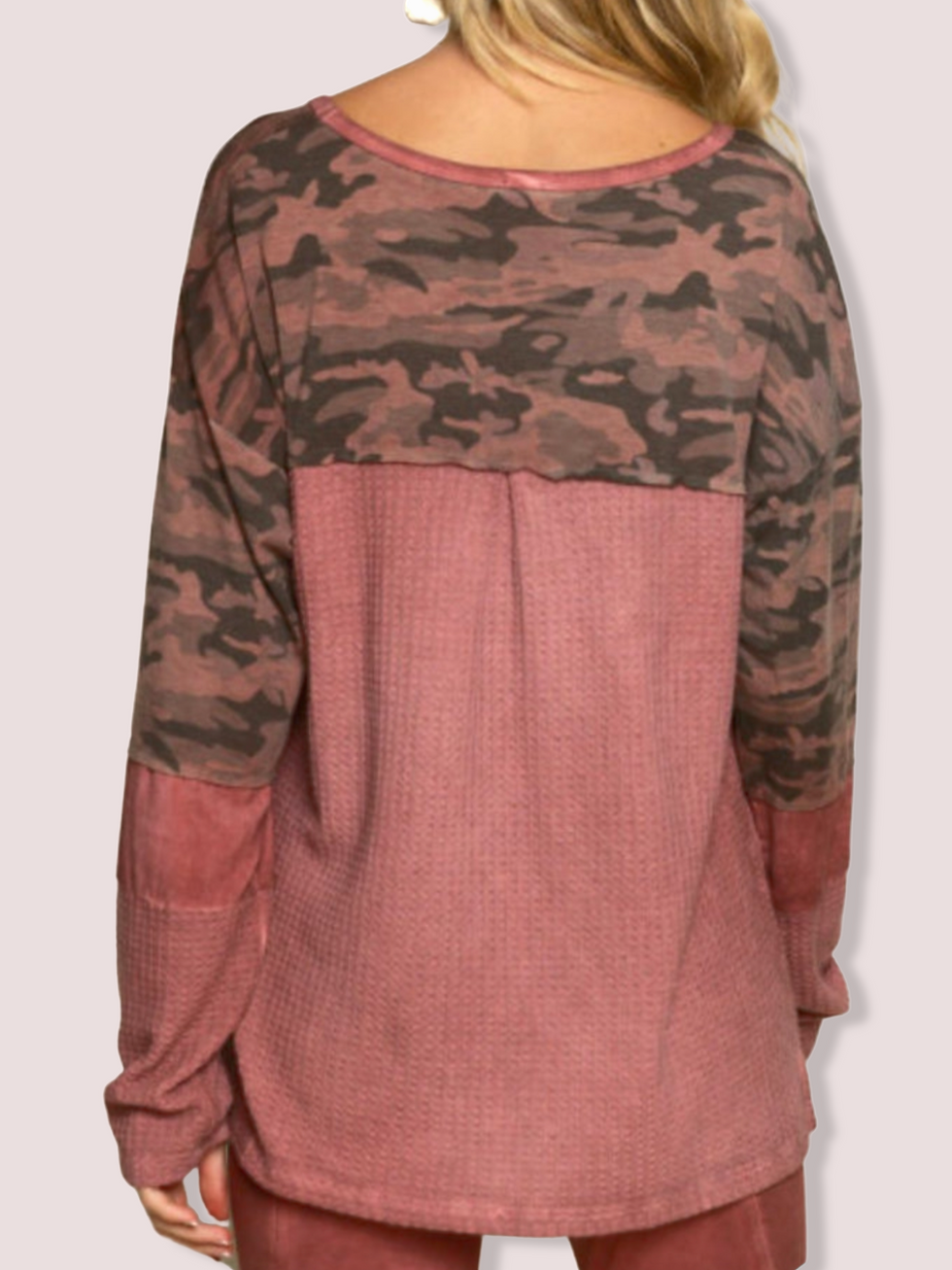 Thumbnail: POL Berry Wash Camo Waffle Top 