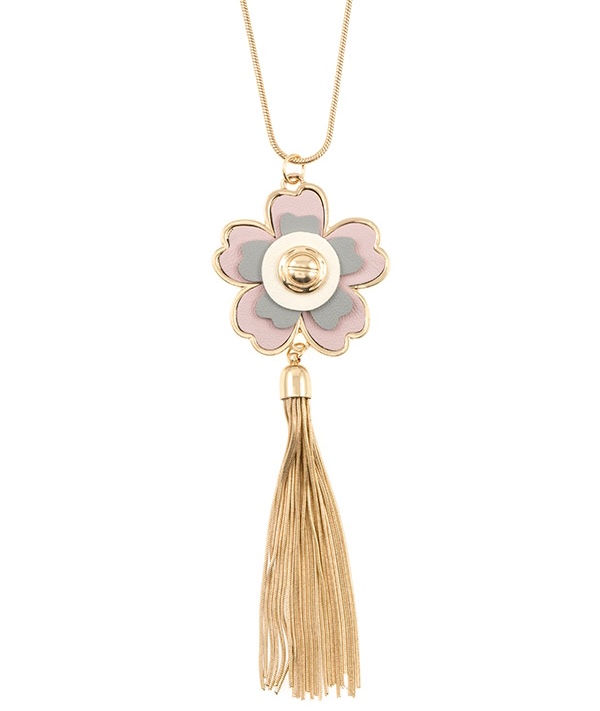 Thumbnail: Cara Necklace - Goldtone Pink/Grey