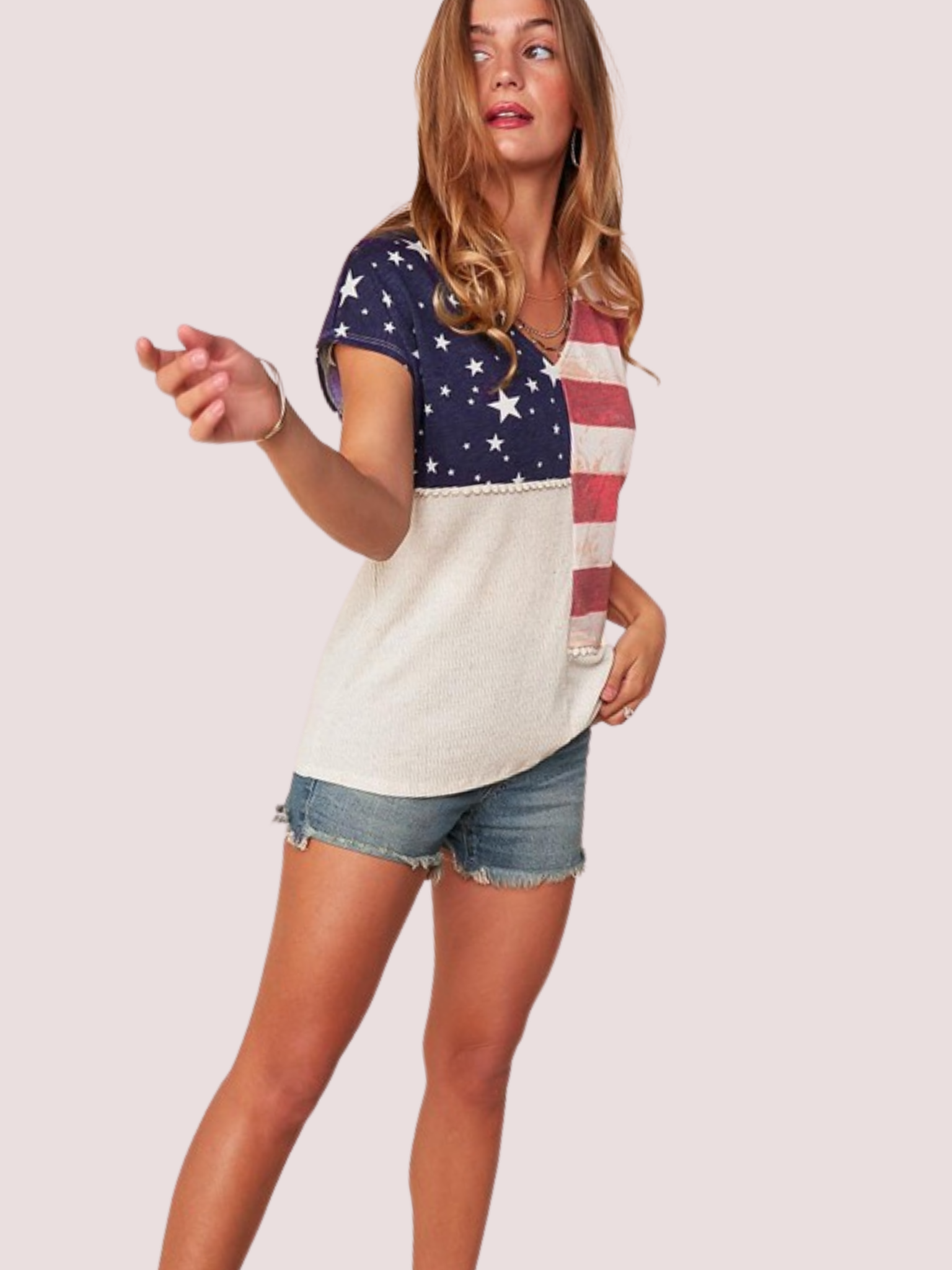 America The Beautiful Linen Blend Top
