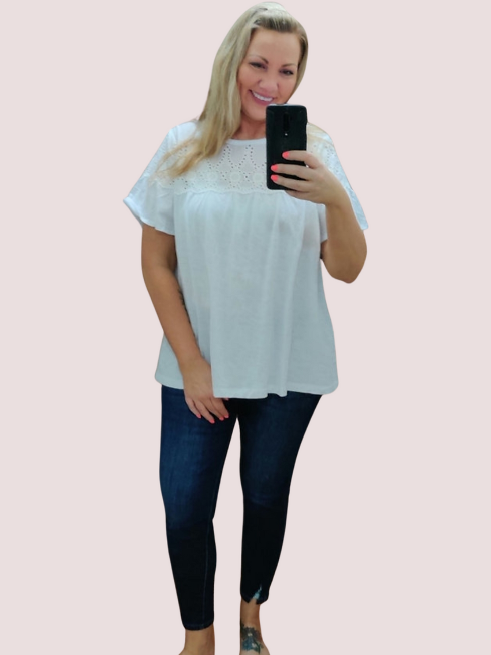Thumbnail: Ivory Eyelet Detail Top