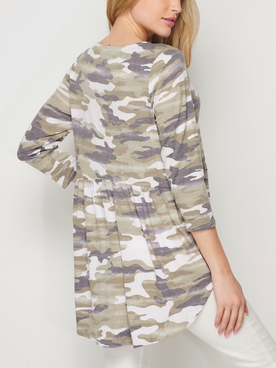 Thumbnail: See Me Now Camo Babydoll Tunic