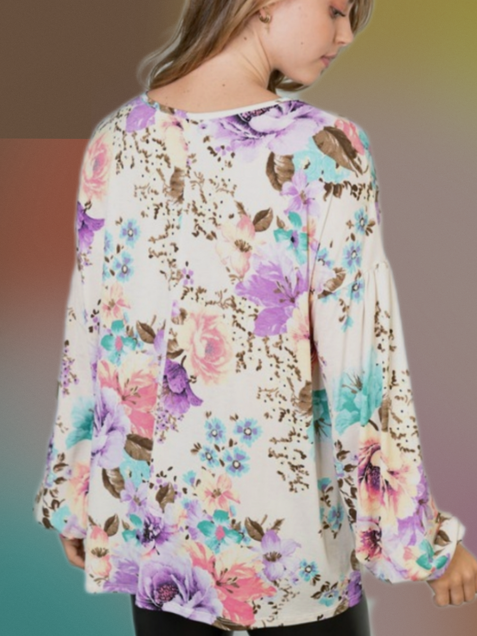 Thumbnail: Wildflower Blooms Bishop Sleeve Top 