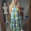 Thumbnail: Geometric Floral Spaghetti Strap Maxi Dress