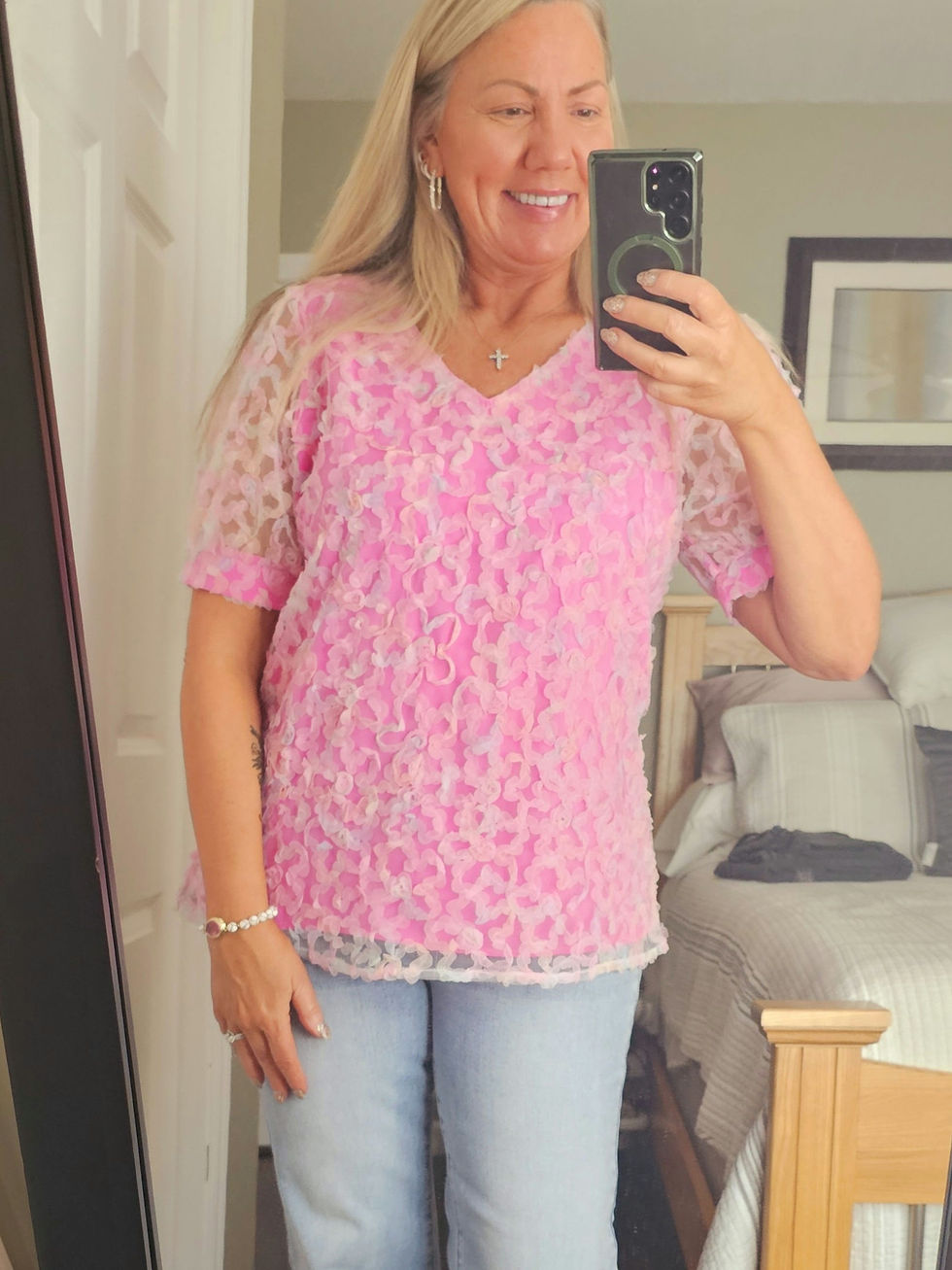 Thumbnail: Hello Pretty Layered Chiffon Mesh Top 