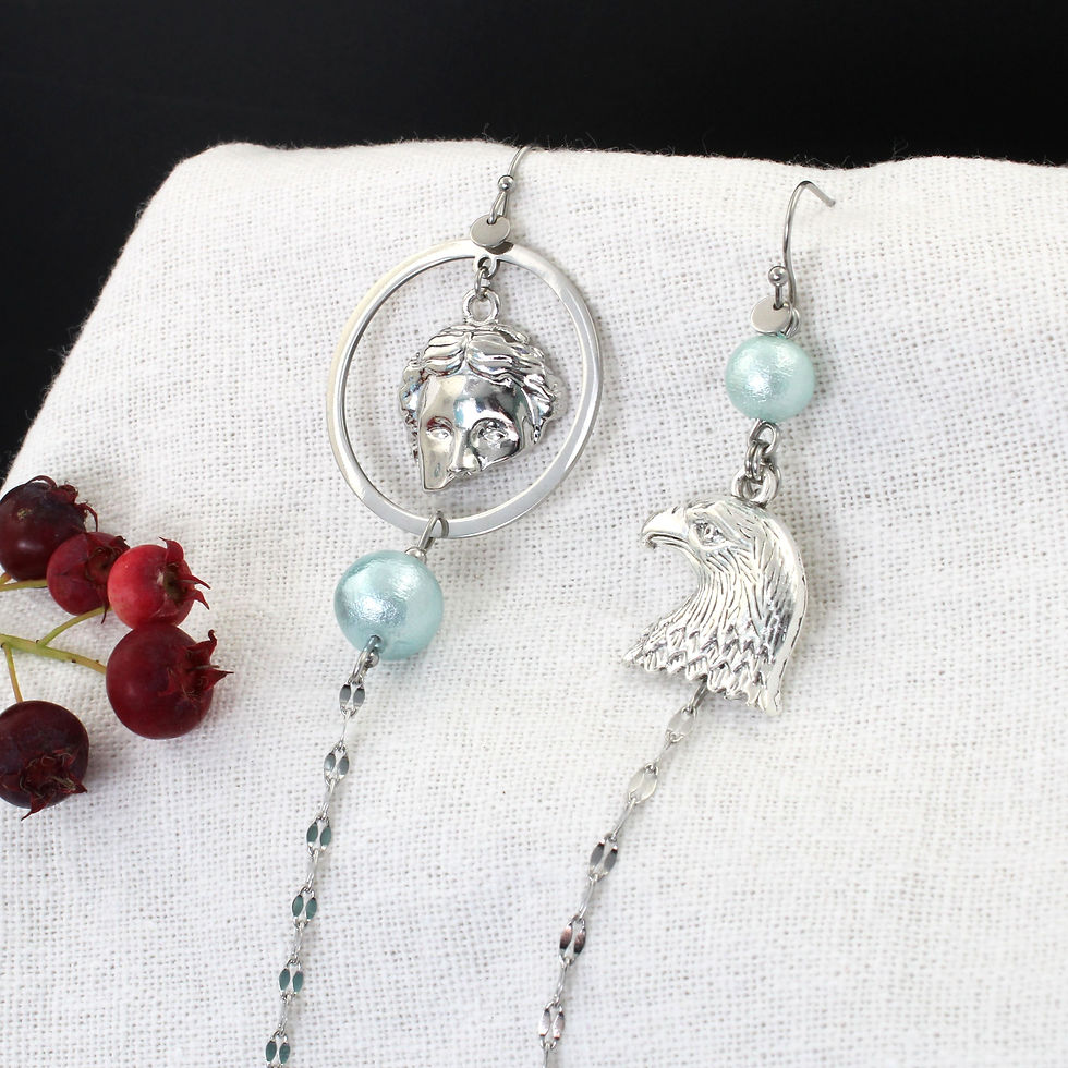 Le Faux-Semblant | Boucles d'oreilles surréalistes asymétriques | Créatrice belge de bijoux - CS Atelier