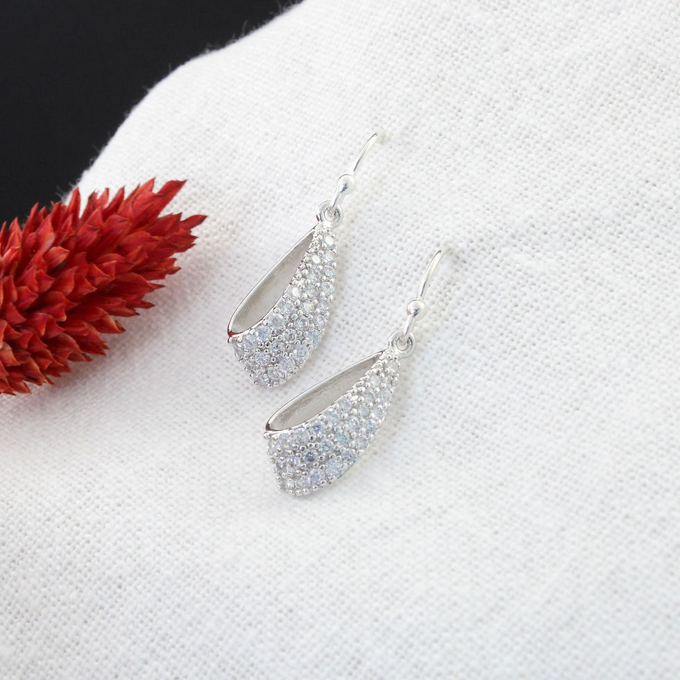 CLARA | Boucles d'oreilles en argent 925 forme goutte sertie de strass | Créatrice belge de bijoux CS Atelier