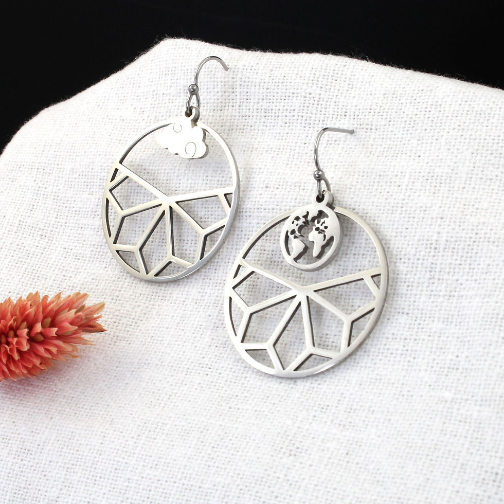 Le Mirage | Boucles d'oreilles surréalistes asymétriques | Créatrice belge de bijoux - CS Atelier
