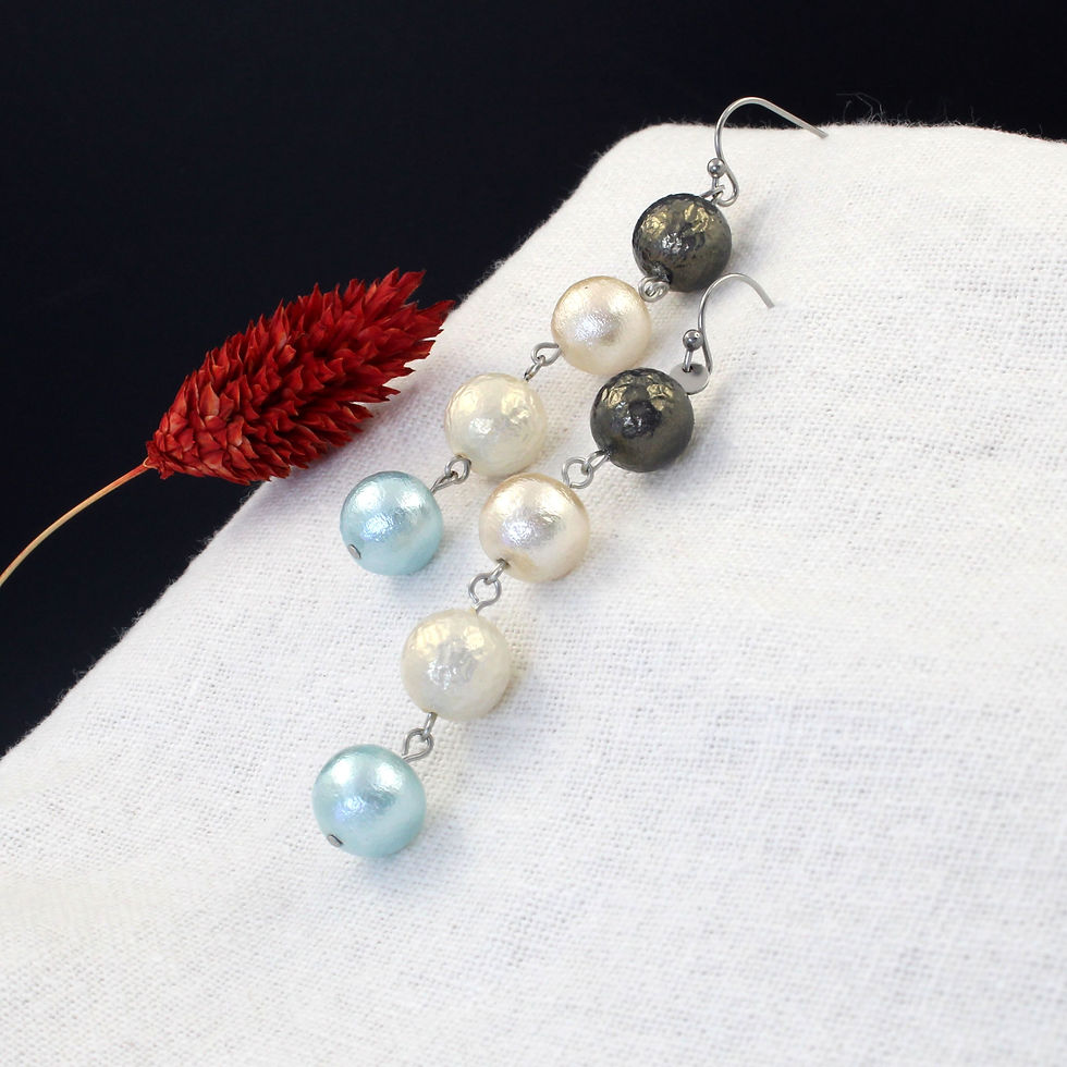 La danse corpusculaire | Boucles d'oreilles avec perles surréalistes | Créatrice belge de bijoux - CS Atelier