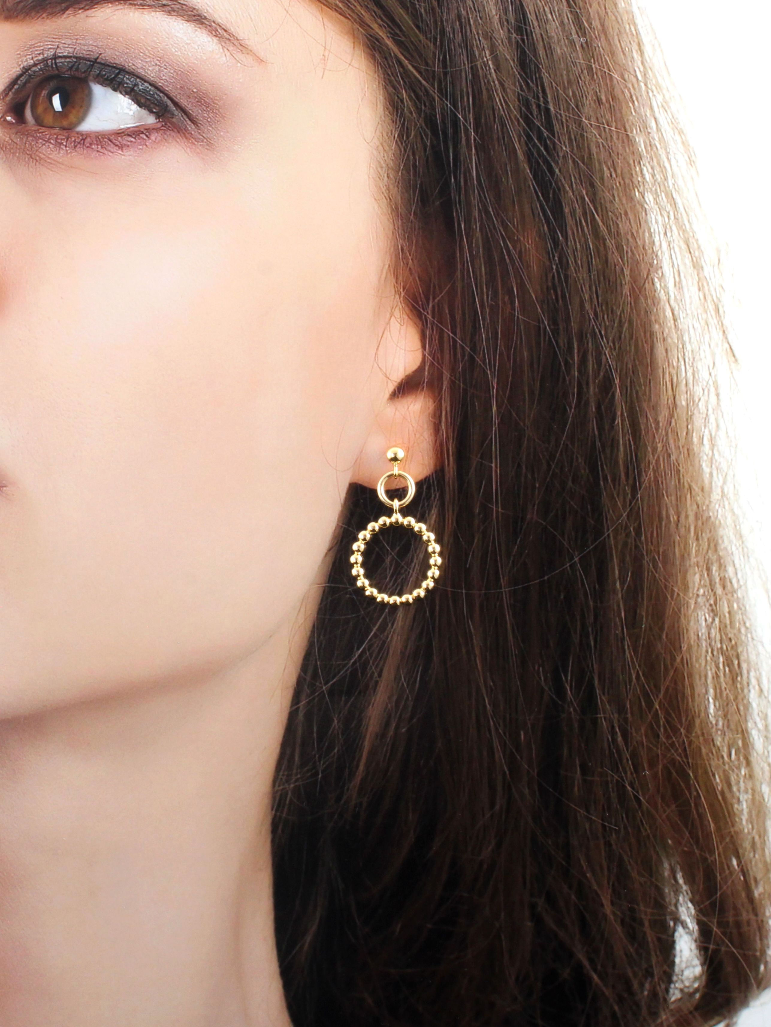 ROMY | Boucles d'oreilles minimalistes en or rempli avec anneaux et petites boules | Créatrice belge de bijoux CS Atelier