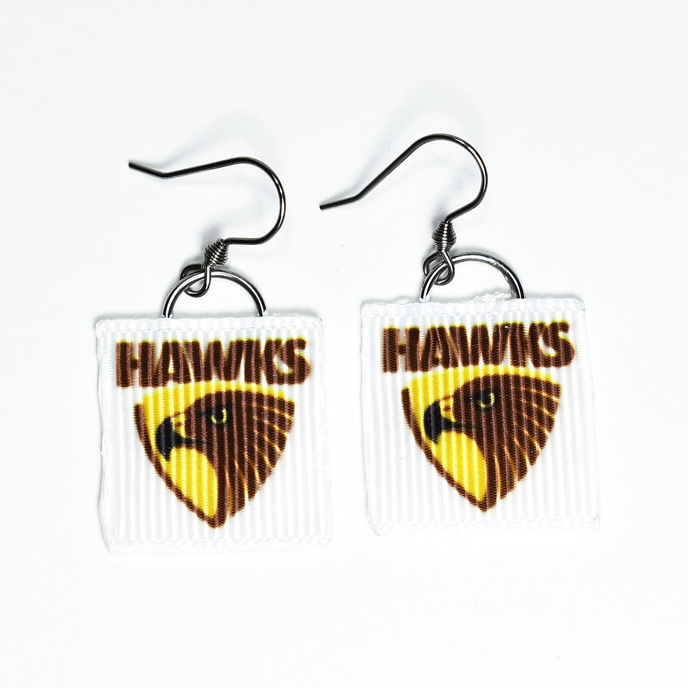 Thumbnail: hawthorn hawks handmade ribbon earrings australia