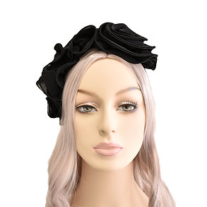 Black Fascinator Headband Races Floral Headpiece Flower Crown