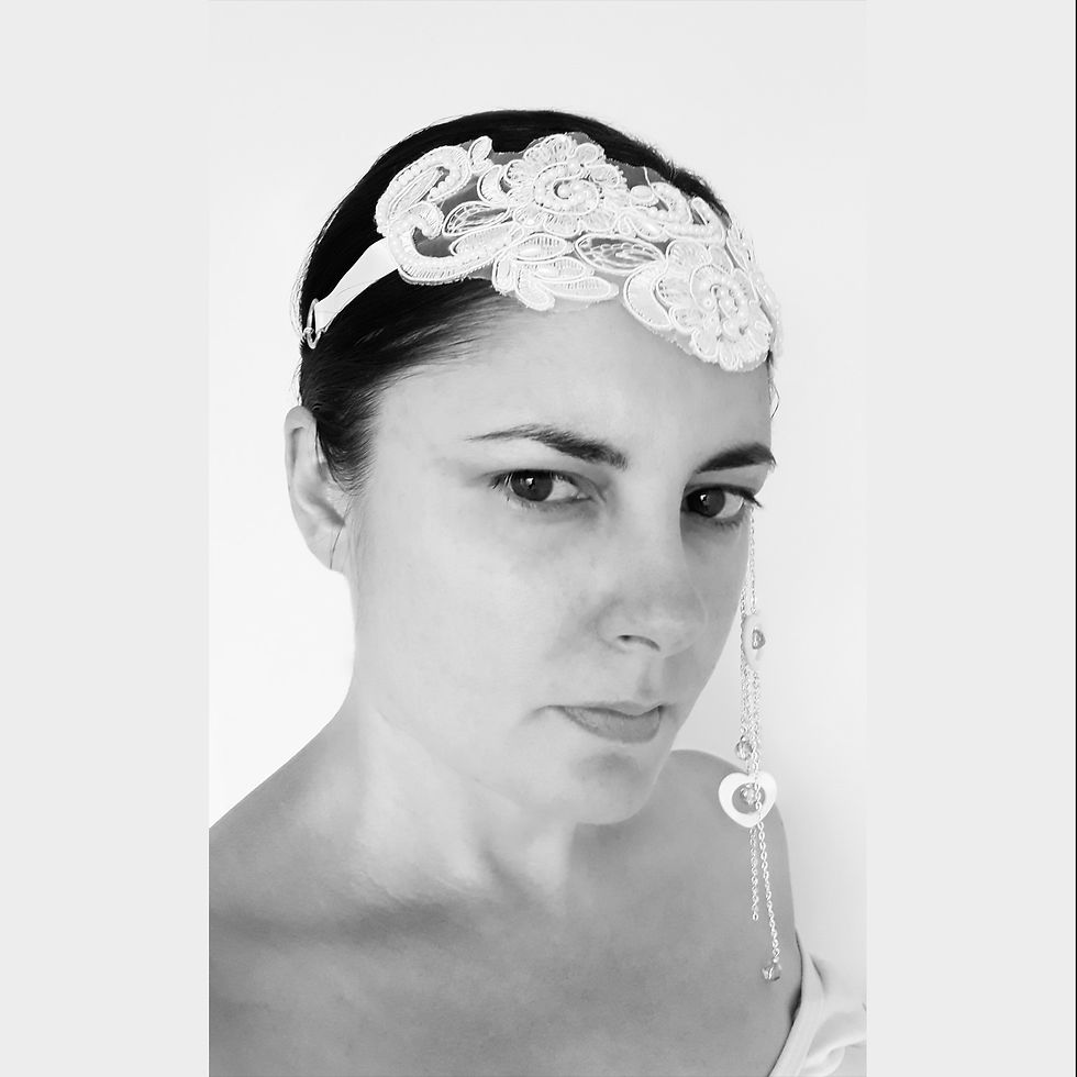 Asymmetric Bridal Headpiece Beaded Lace Shell Hearts Headband Diner en Blanc