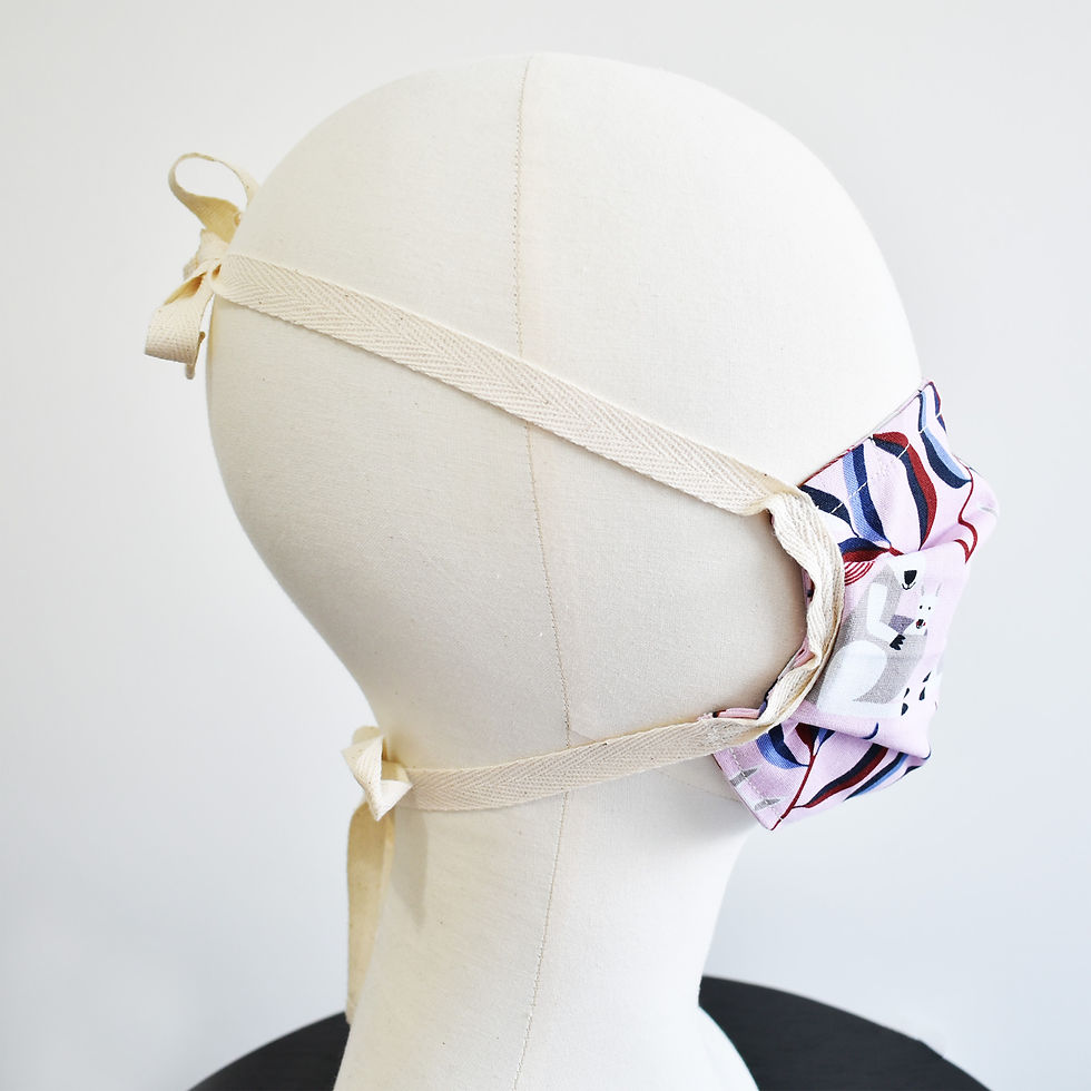Thumbnail: Cotton Face Mask 2 Layer Womens Washable Pleated with Nose Wire: Various Designs