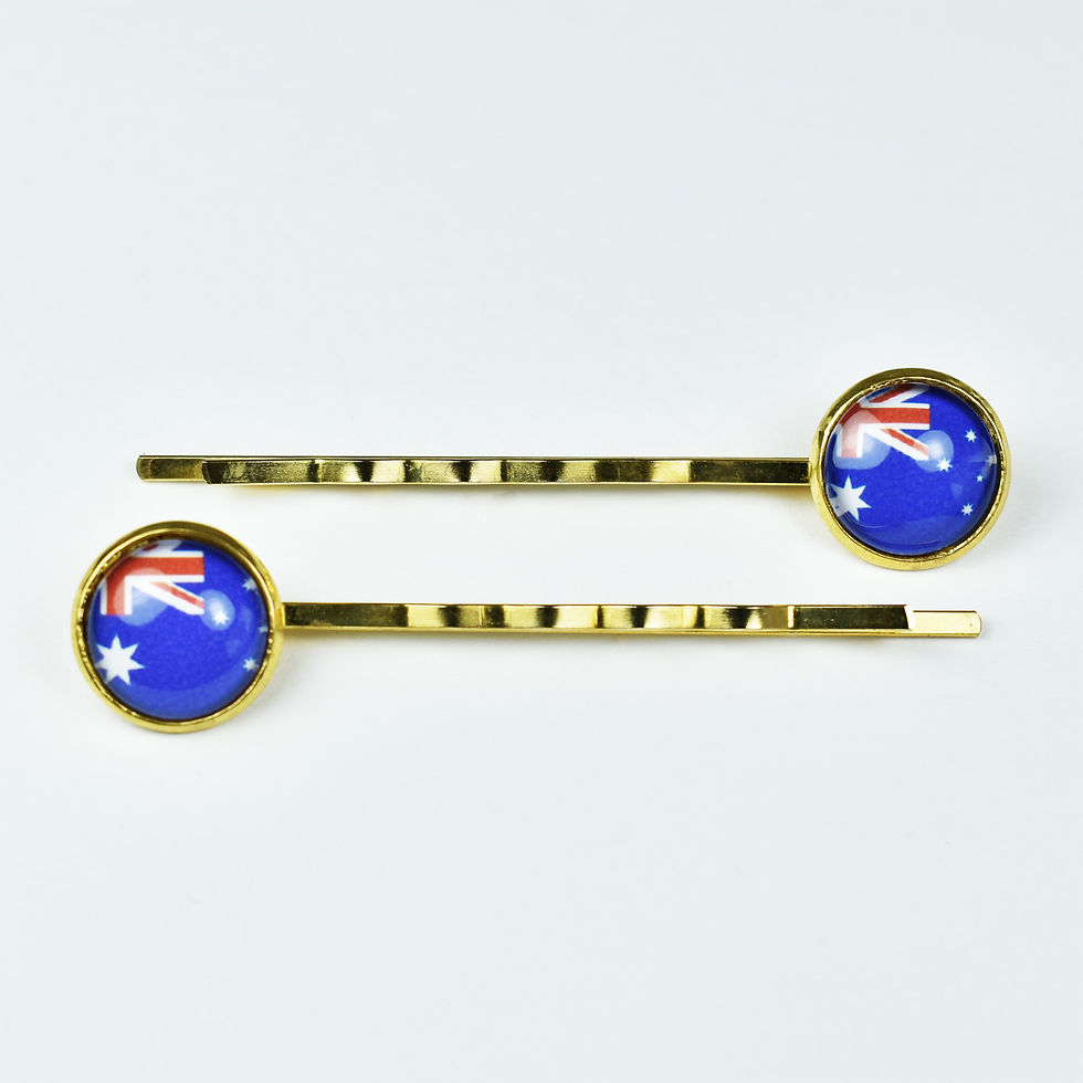 Thumbnail: Australian Flag Gold Hair Slides Bobby Pins