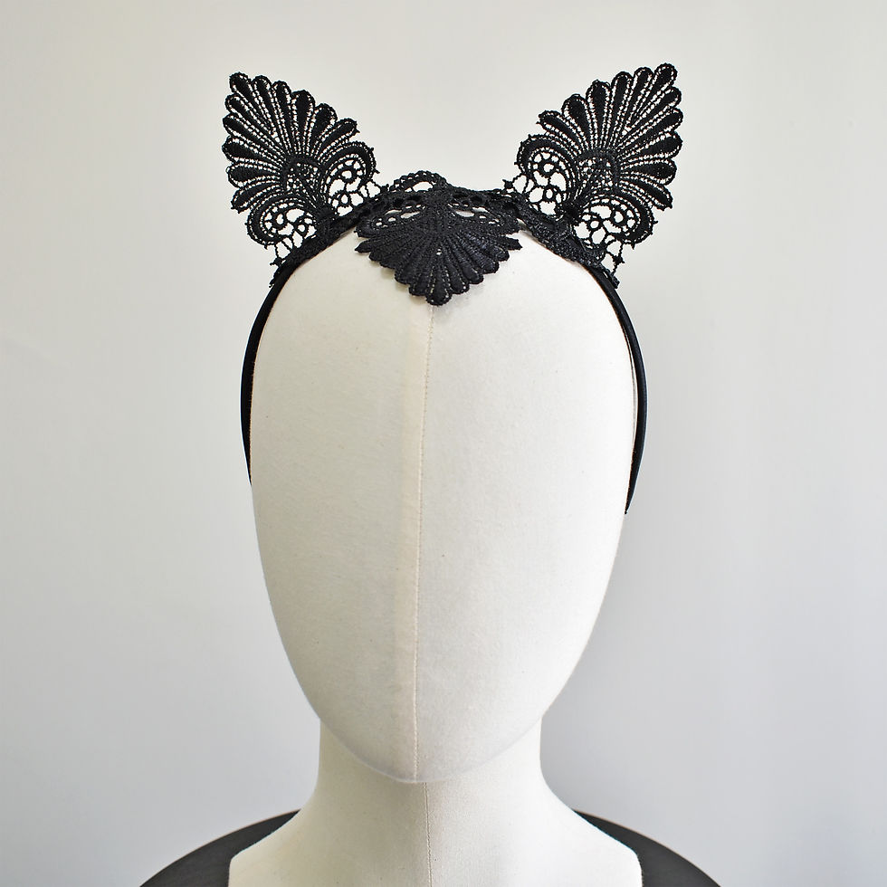 black lace cat ear headband