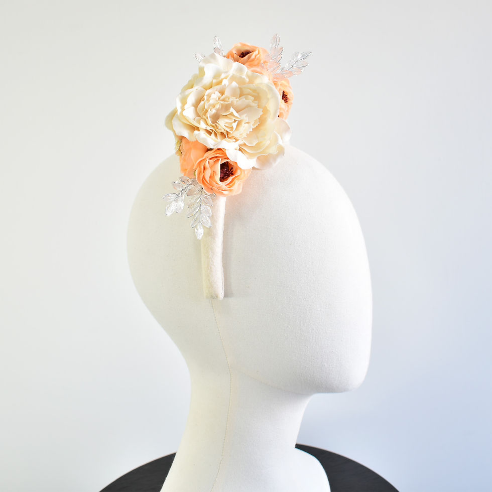Thumbnail: Cream Fascinator Felt Crown Races Headpiece Turban Flower Headband