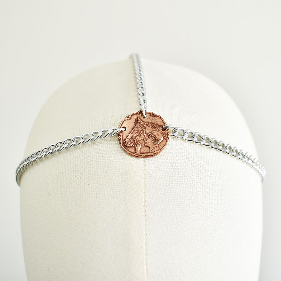 Thumbnail: You're my Horse Copper and Silver plate Chain Circlet Horse and Jockey Headband - Missie77art Jewellery