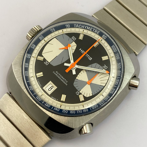 Montre Bracelet Herma Chronographe Homme - Mécanique, Plaqué Or, 17 Rubis - Occasion