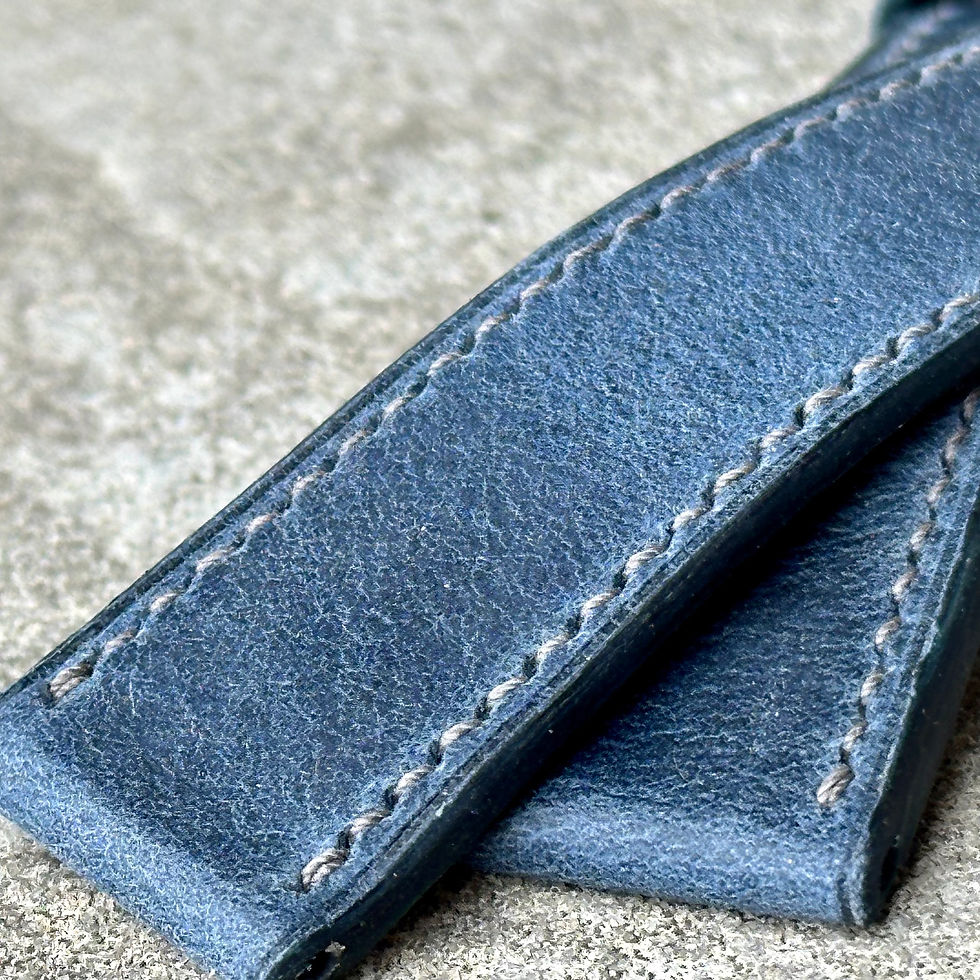 Thumbnail: Bracelet 18/16 cuir us blue denim raw