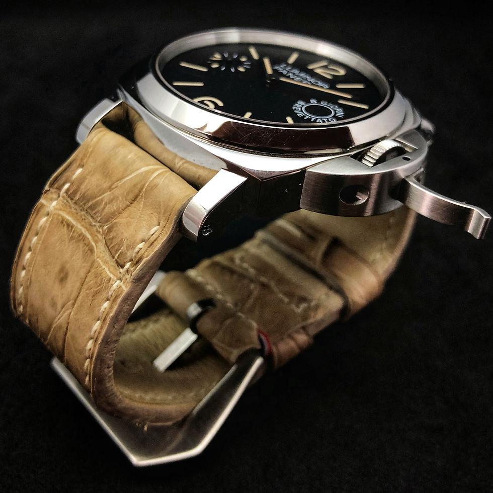 Thumbnail: Handmade patina alligator leather strap
