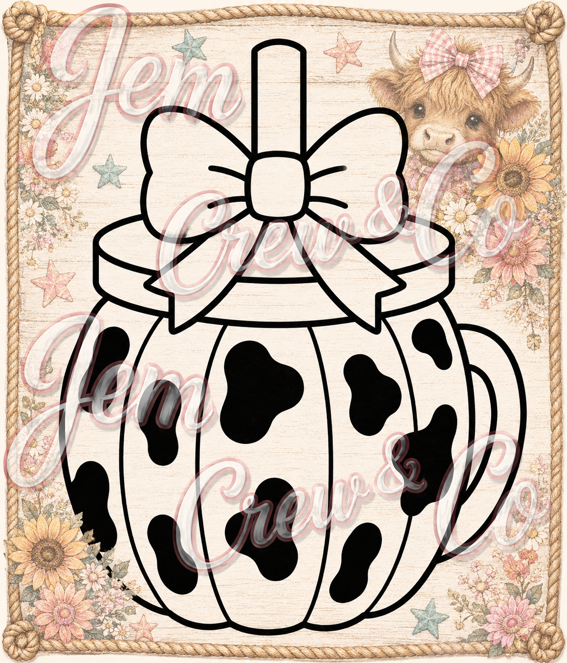 Cow Print Pumpkin Mug PNG