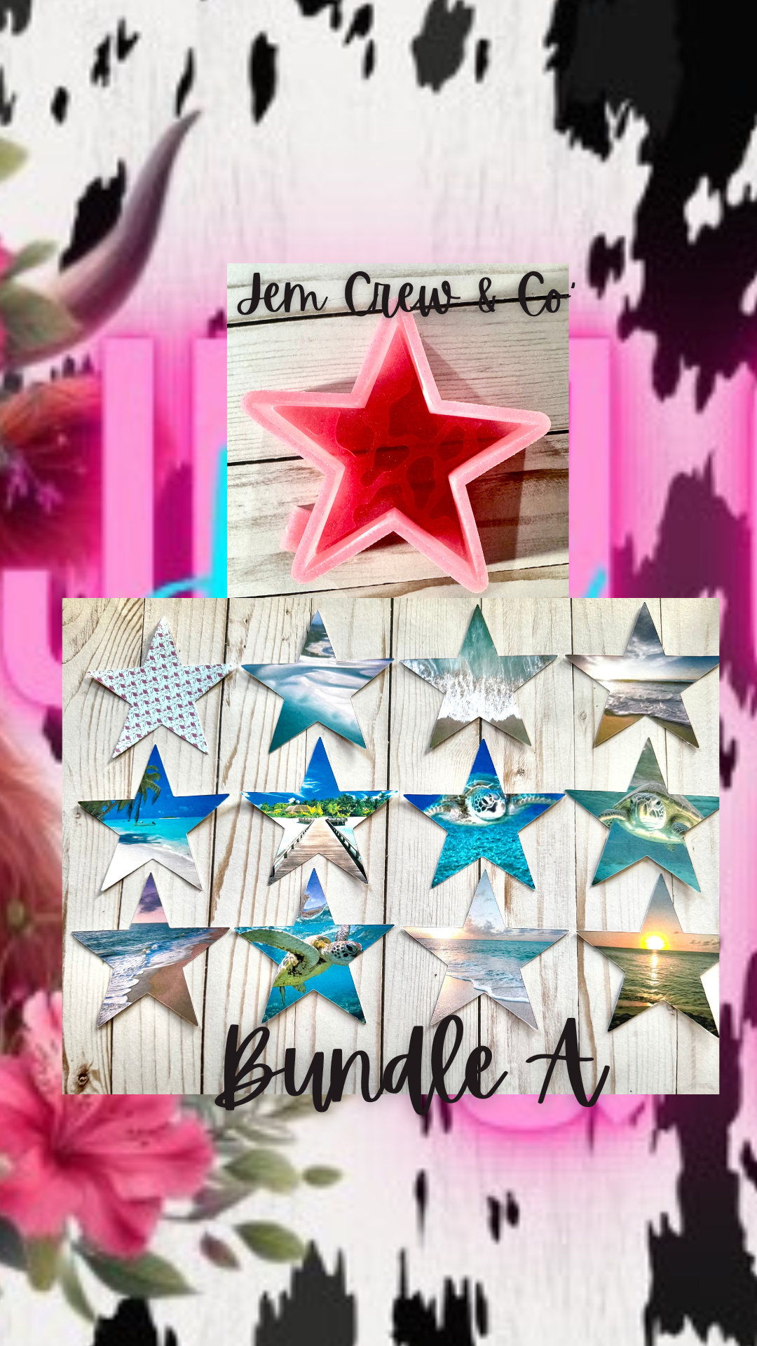Cow Print Star Mold+Cardstock Bundle
