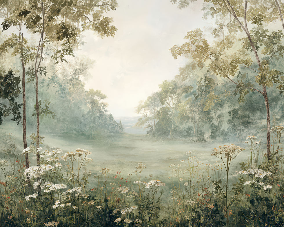 Vintage Woodland Meadow Mural Wallpaper, Ethereal Forest Landscape 4.jpeg