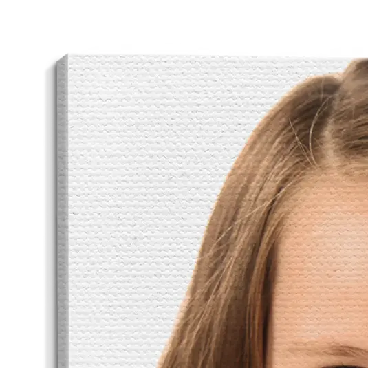 Close-up of a canvas print edge, highlighting the texture and print detail.