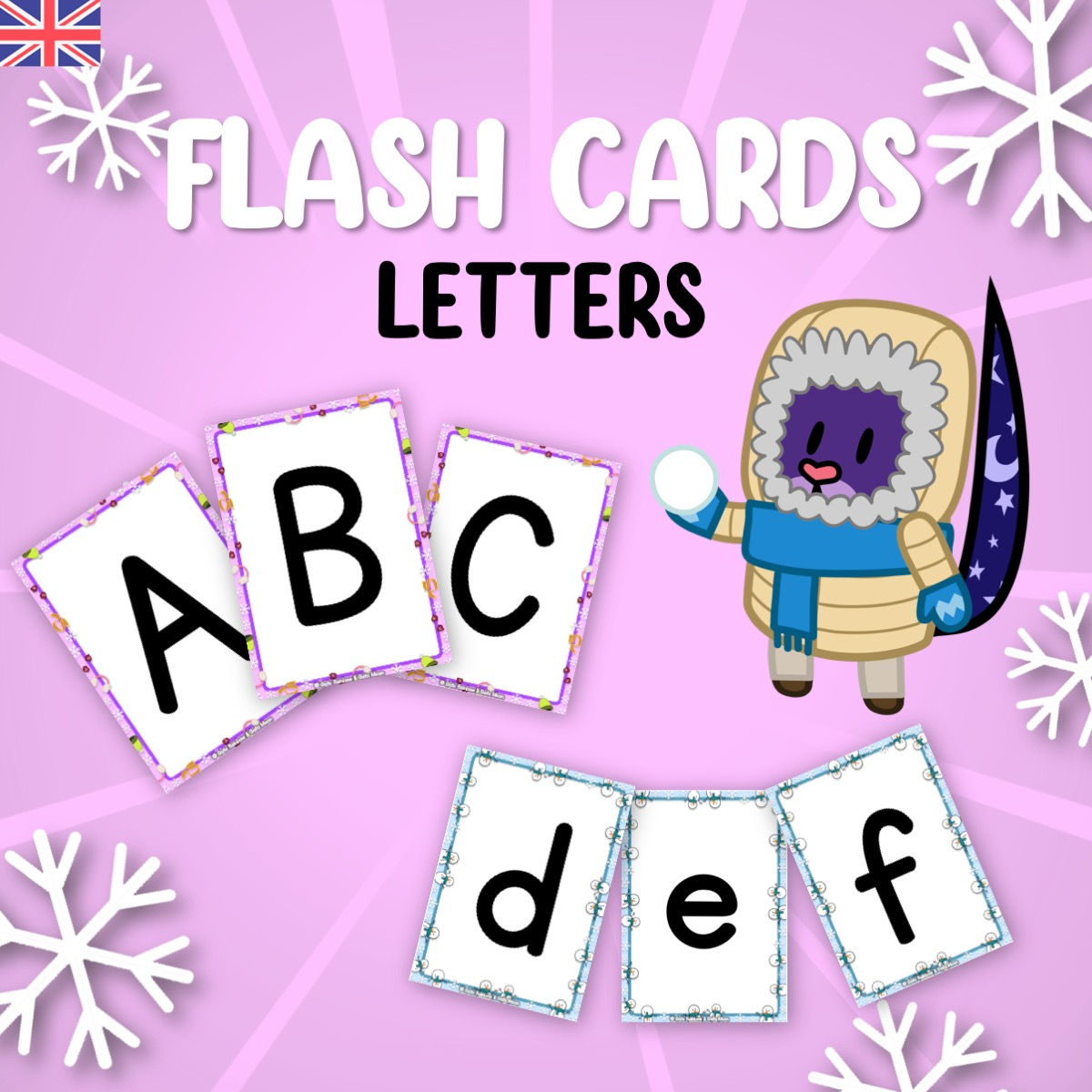 FLASH CARDS - Letters in upper and lowercase - WINTER theme