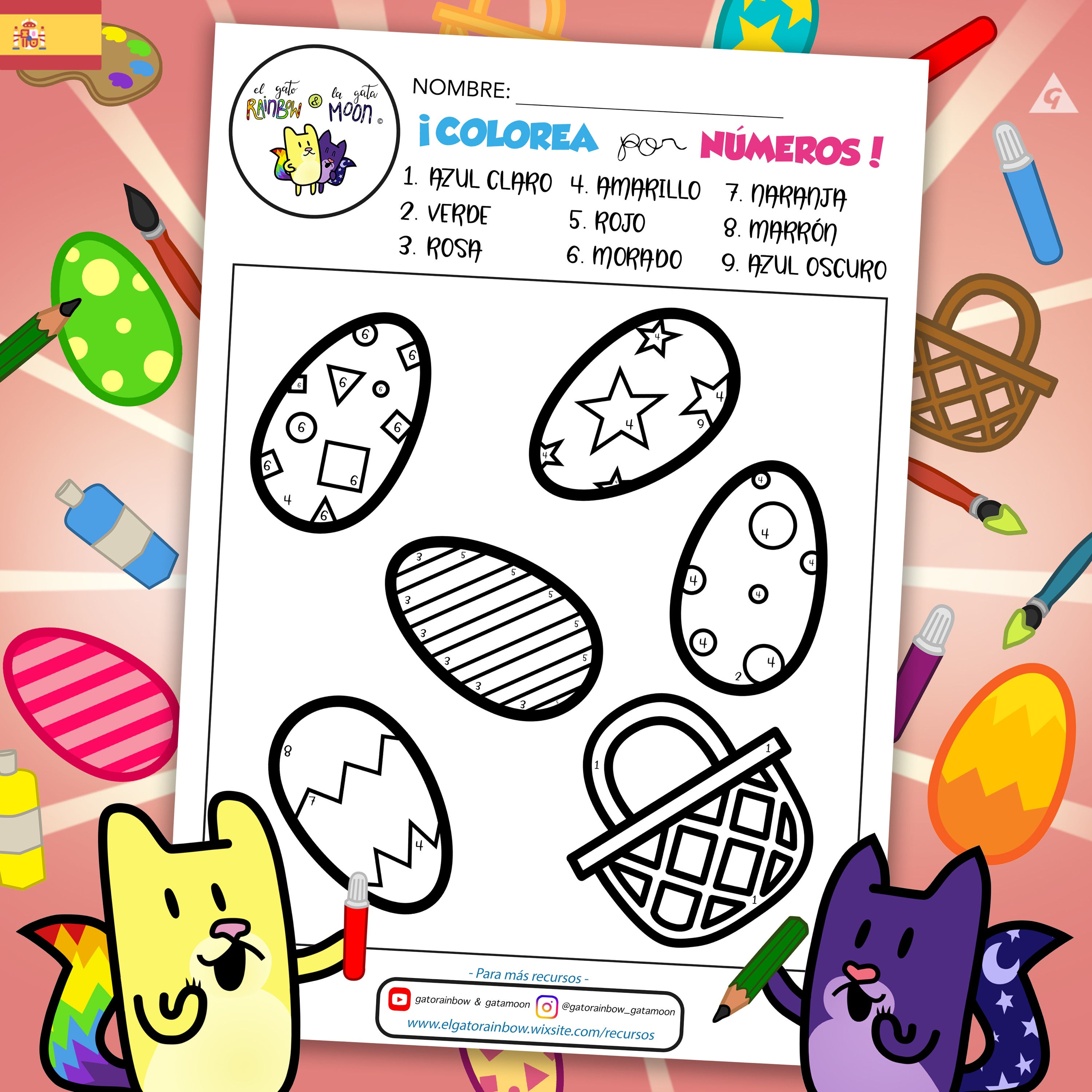 Colorea por Número - Huevos de Pascua