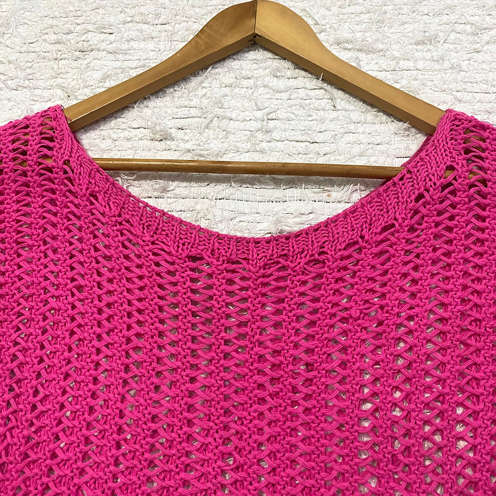Miniatura: Blusa Cropped Em Crochê Rosa Pink (Tamanho M)